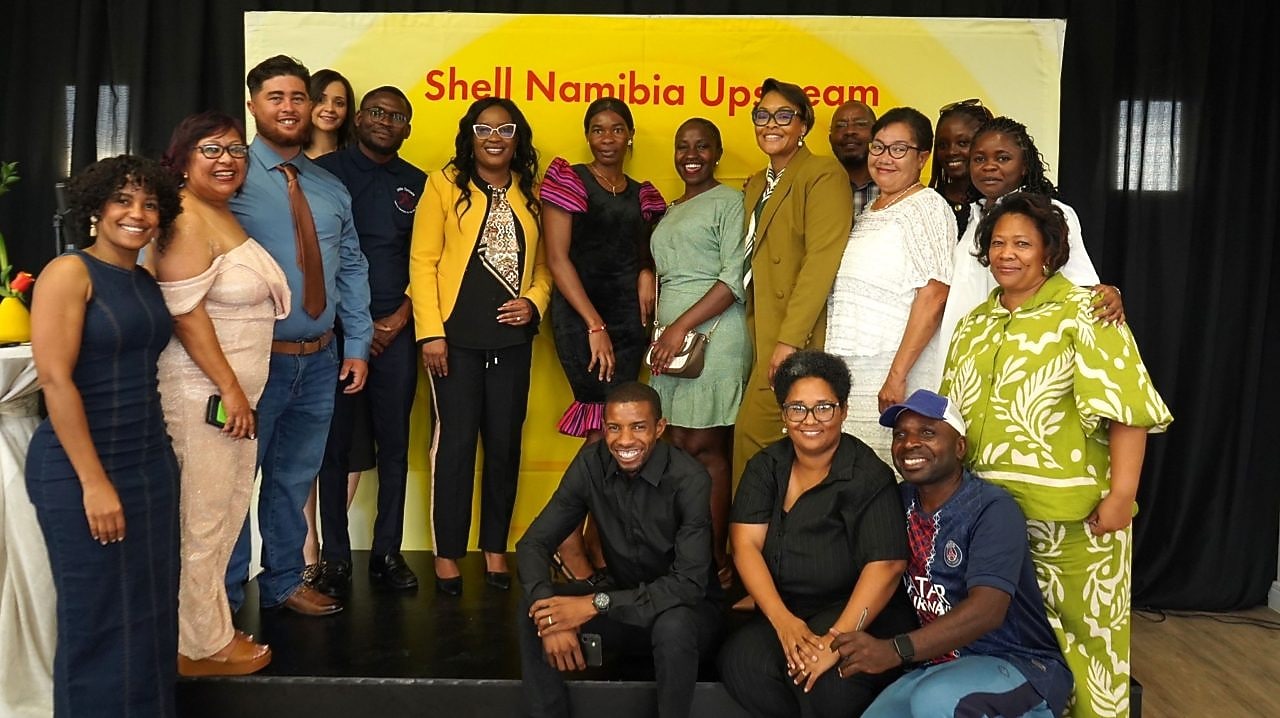 EmpowerNamBiz! Entrepreneurs, Shell representatives, and Petroleum Commissioner from the Ministry of Industries, Mines & Energy at the close‑out cocktail event.